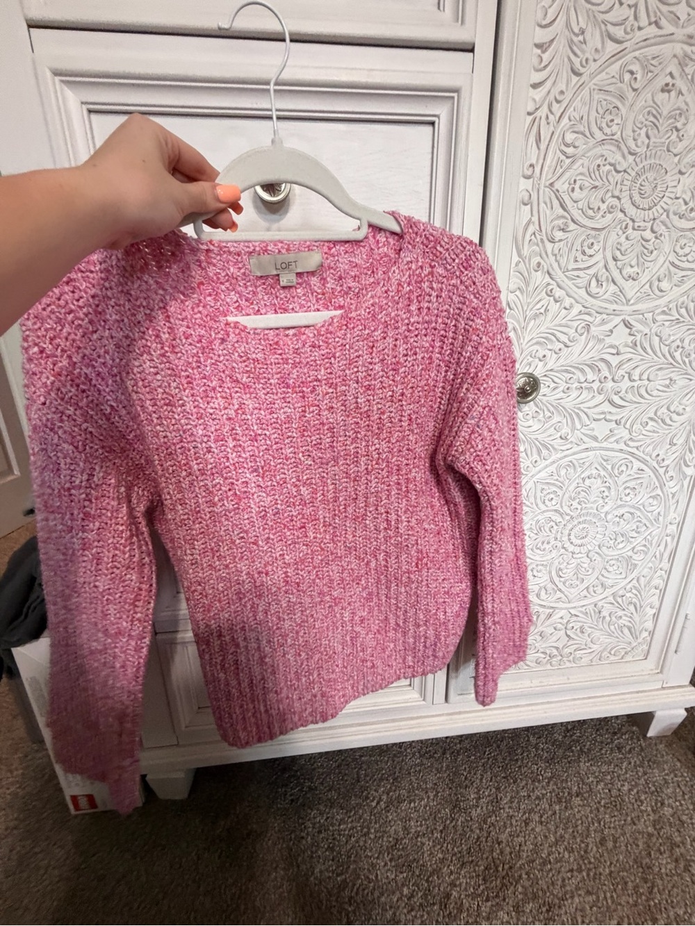 LOFT Pink Marled Chunky Knit Sweater Size Medium